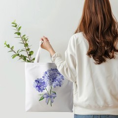 Purple Spring Rustic Floral Flower Hydrangea Canvas Tote Bag for Women Hydran…