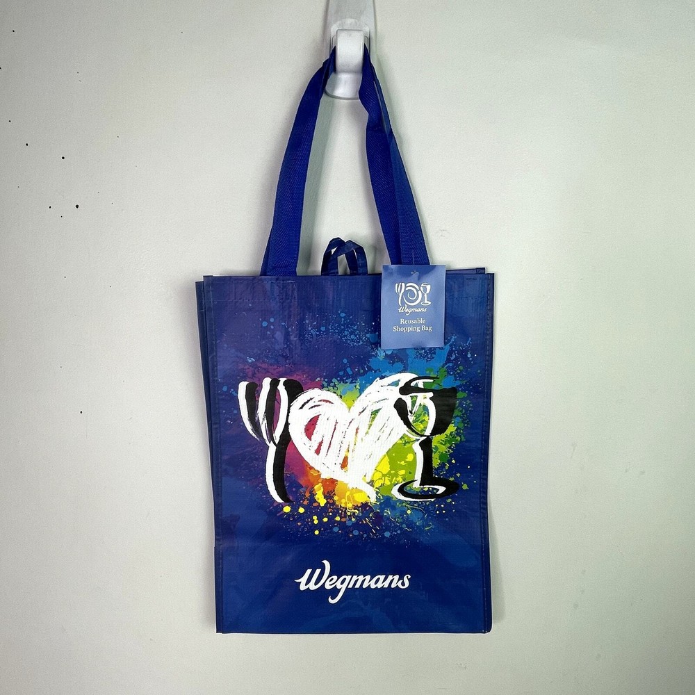 Wegmans Blue Rainbow Heart Reusable Grocery Tote Bag w/ Removable Liner NWT NEW!