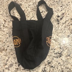 Trader Joe’s Canvas Tote Bag Black/Orange Logo Small 12x12x6 in Used