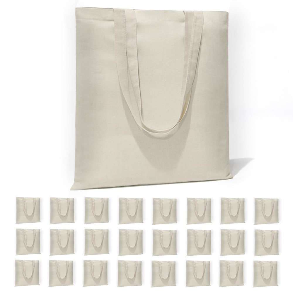24 Pack Canvas Tote, Reusable Blank Canvas for Shopping,Grocery Bags,DIY Gift…