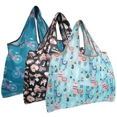 Wrapables Large Foldable Tote Nylon Reusable Grocery Bag, 3 Pack