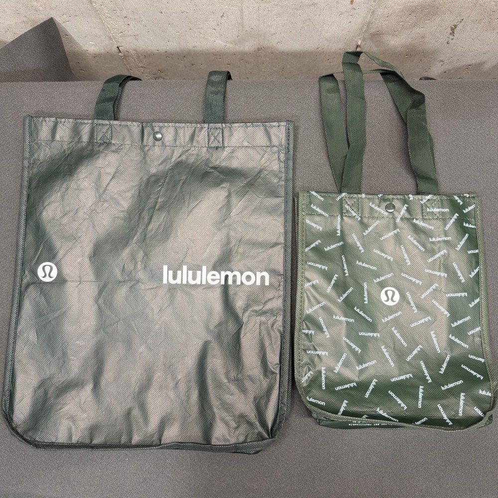Lululemon Reusable Shopping Tote Bags 2 Piece – 1 Large & 1 Small – Green