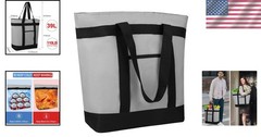 Insulated Reusable Tote Bag, Grocery Shopping, Cooler Bag, Grey