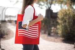 Funiverse Bulk 24 Pack Patriotic Flag Reuseable Shopping Bag Tote Asst