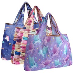 Wrapables Large Foldable Tote Nylon Reusable Grocery Bag, 3 Pack