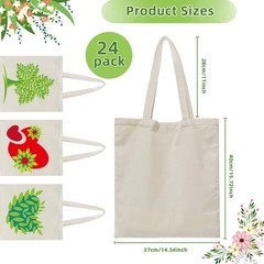 24 Pack Canvas Tote, Reusable Blank Canvas for Shopping,Grocery Bags,DIY Gift…