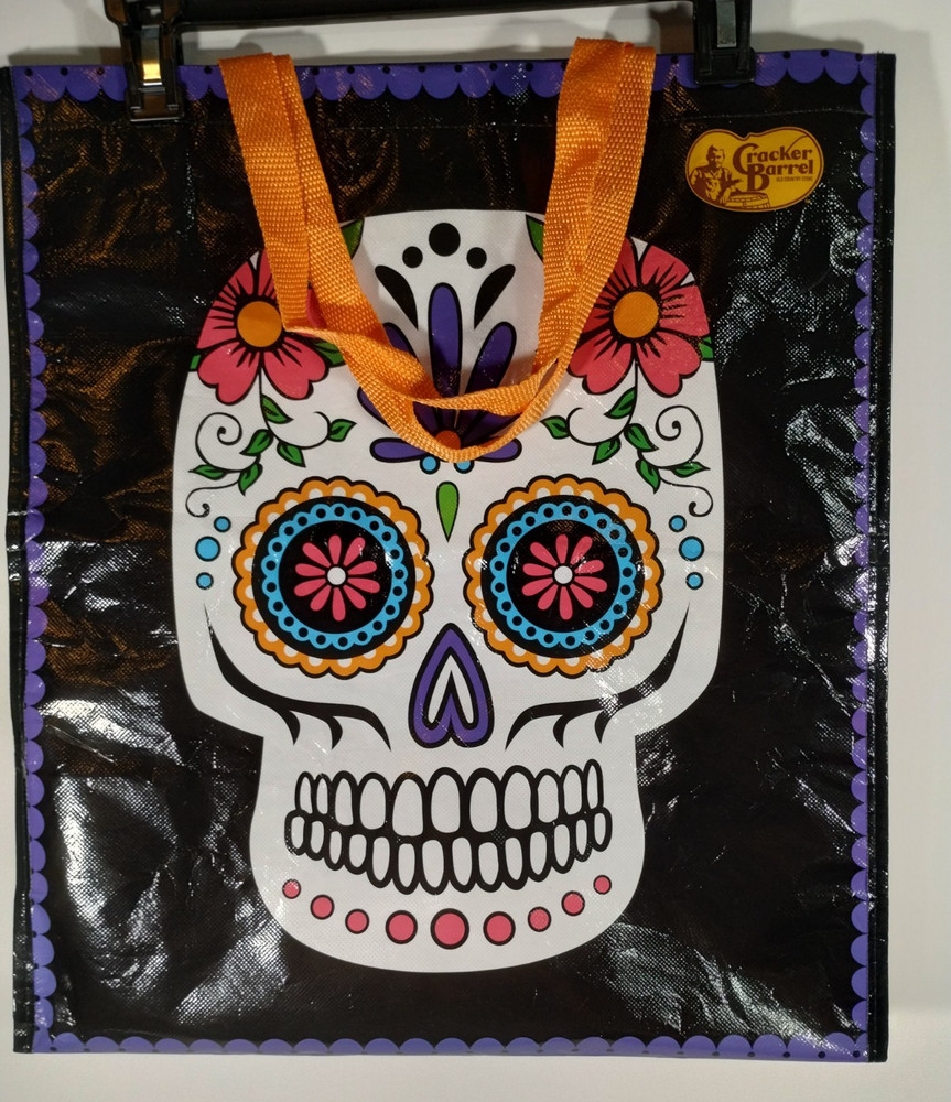 Day of the Dead Tote Bag Skull Dias Muertas Black Halloween Sugar Skull