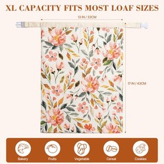 Augine Beeswax Bread Bag, 2 Pack 13 inches x 1 inch x 17 inches, Flower