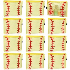 FunooFuno 12 Pcs Softball Team Gifts Makeup Bag 9.33 x 6.9 inches, Yellow
