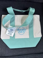 Trader Joe’s Mini Foldable Canvas Tote Bags Blue Purple Pink Green Set of 4