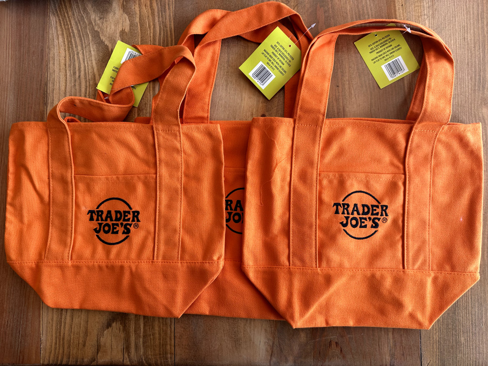Trader Joe’s Mini Canvas Foldable Tote Bags Orange