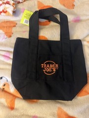 Trader Joe’s Mini Canvas Tote Shopping Bag Black, Orange And Purple W/TAGS