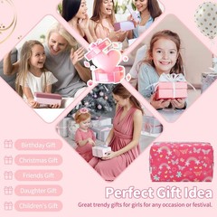 onemoky Small Makeup Bag for Girls, Cute Travel Rose Red