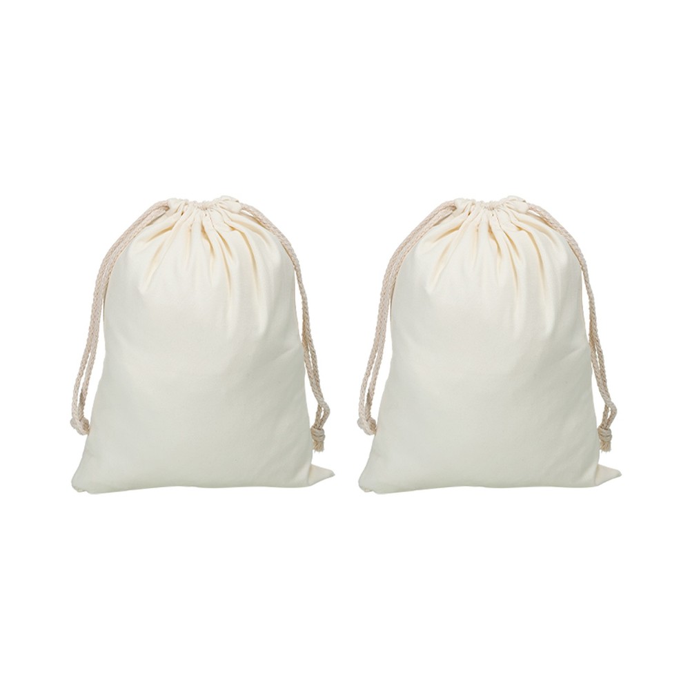 2pcs Polyester Cotton Reusable Drawstring Bags, 12×15″ Dust Bags, Cream