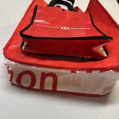 Lululemon Reusable Tote Bag Set Red White Black Yoga Gym Shopping Tote Lot of 2