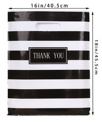100 Pack 16×18″ Black & White Stripe Thank You Retail Shopping Bags