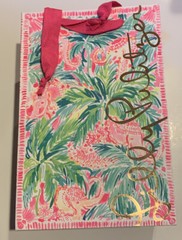 LILLY PULITZER PAPER CARDBOARD INSERT SHOPPING BAG TOTE PINK HANDLES 12x8x6 NEW