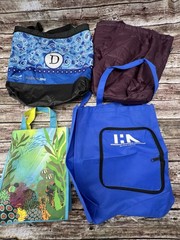 Lot of 11 Reusable Shopping Tote Bags Wide Variety of Sizes/Shapes/Materials