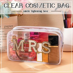 LEIFIDE Bride Bag Clear Makeup Gift Cosmetic Packet Mrs transparent