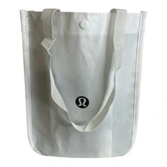 Lululemon Reusable Small White Logo Tote Snap Vacation Travel Gift Bag New