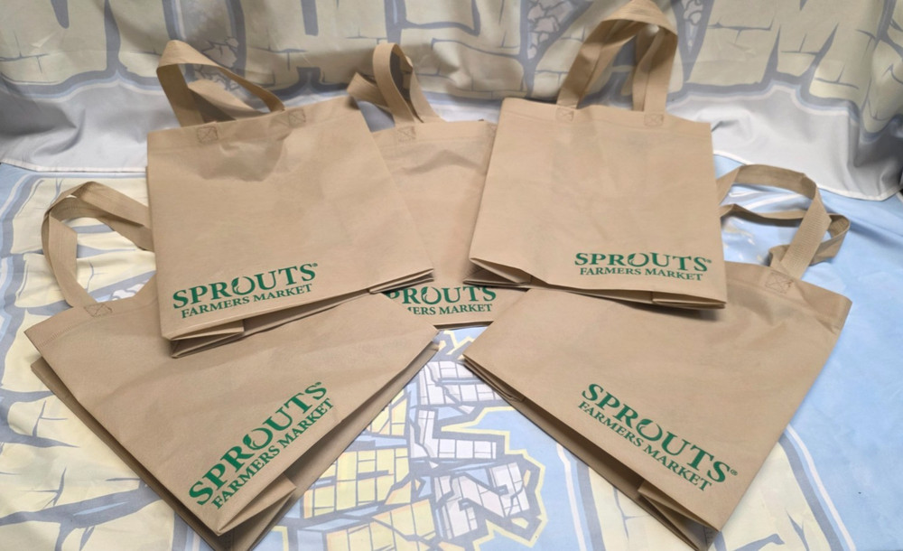 Sprouts Farmers Market Bag LOT OF 4 Reusable Tote Handles Brown ECO Friendly