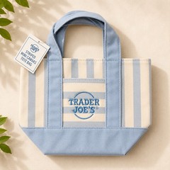 Trader Joe’s Striped Mini Canvas Tote Bag Set of 4 Pink Blue Green Beige Reuse