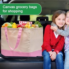 3 Pack Canvas Reusable Grocery Bags Heavy Duty 8.3 gal Foldable Large Tote Bag