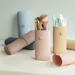 zoka Silicone Makeup Brush Holder, Travel Case, Pearl Blue