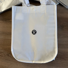 6 Athleta Lululemon Reusable Shopping Tote Bags Shiny Metallic Silver White