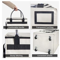 Folding Rolling Tote, Zipper reusable Grocery Bag on Wheels