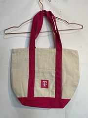 T-MOBILE Khaki & Pink 12.5 x 10.5″ Tmobile Mini Canvas Tote Bag
