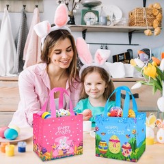 Iioscre 8 PCS Easter Gift Bags, Reusable 1 count (Pack of 8), Style 1