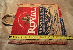 2 Royal Basmati Rice Repurposed Recycled Zipper Closure Burlap Bags Rustic Decor