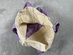 Trader Joe’s Canvas Tote Bag Purple Cream Reusable Grocery Shopping Beach Bag