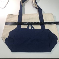 VTG Canvas Tote Bags LOT OF 2 NAVY REUSABLE Zipper Closure