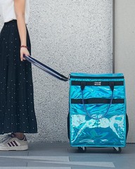 Portable Rolling Tote Bag with 4 Wheels – Medium Glitter Blue, 46 LBS Capacity