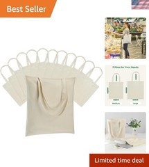 12 Pack Canvas Tote Bag – Lightweight Thin Tote Bags Bulk Blank Shopping Reus…