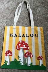 KALALOU Tote Canvas reusable Shopping Bag Red And Polka Dot Mushrooms cotton