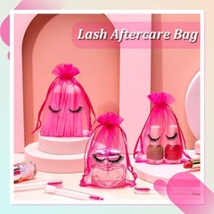 Boao 100 Pcs Eyelash Aftercare Bags 4 x 6 Inches Eye Lash Print Pink