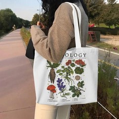 Mushroom Tote Bag Black Cotton Reusable Foldable Shoulder Bag – Cute Eco Shopper