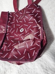 Lululemon Medium Reusable Shopping Tote Bag White & Burgundy 12″x9″ Lunch Bag