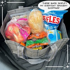 4 Pack Reusable Grocery Bags with Hard Bottom | Heavy-Duty Shopping Cart Bags