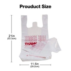 TashiBox “Thank You” Plastic Grocery Bags with Handles 400 Count 11.5×6.25×21