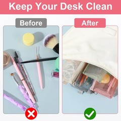 Sorcristy 4PCS Small Clear Makeup Bags, Triangle Mesh Brush Bag, Green