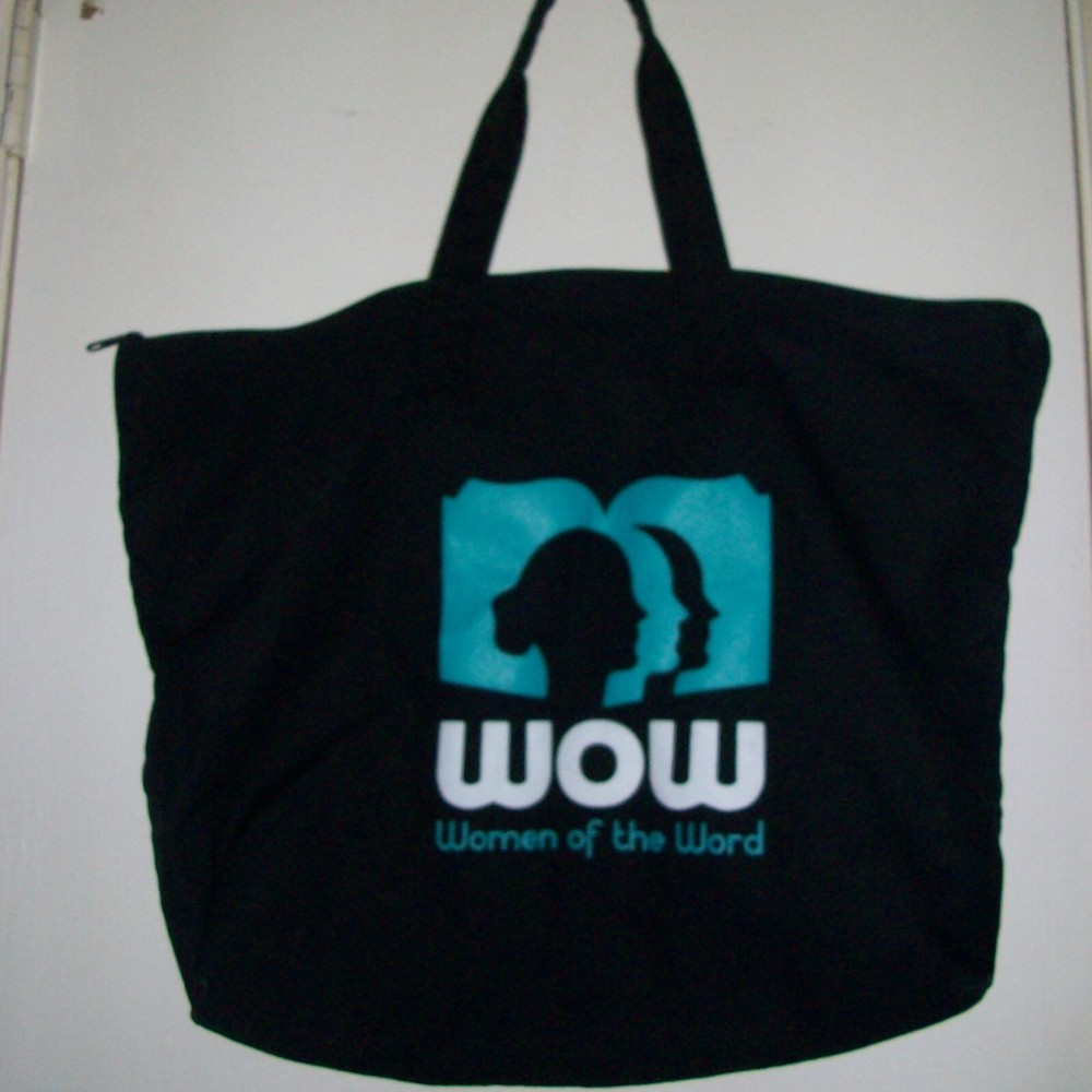 W.O.W. Woman of the World Fabric Zippered Shopping Bag Tote Cotton Large
