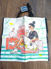 Marshalls Woman with drink shopping tote bag 19x7x17 inches