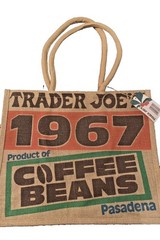 Trader Joes 1967 Coffee Beans Pasadena Jute Tote Bag Reusable 9 Gallon NWT New