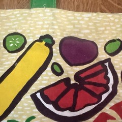 Trader Joe’s Shopping Bag Fruit & Vegetables 100% Cotton Made in USA Vintage