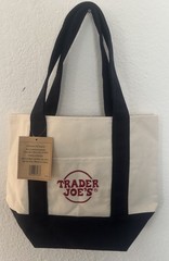 Trader Joe’s Canvas Tote Bag Beige & Black Reusable Grocery Bag w/ Tag