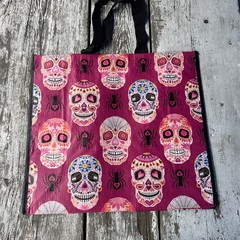 New XXL Skulls ~Day Of The Dead~ Shopping Bag Reusable Tote Bag~ TJX pink